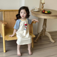 批发[黛琳芬]100-160cm纯棉A类短袖睡裙儿童睡衣小中大童装家居服17