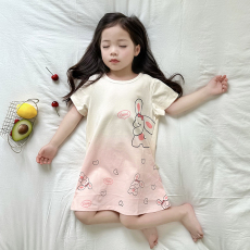 批发[黛琳芬]100-160cm纯棉A类短袖睡裙儿童睡衣小中大童装家居服17