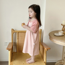 批发[黛琳芬]100-160cm纯棉A类短袖睡裙儿童睡衣小中大童装家居服17