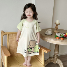 批发[黛琳芬]100-160cm纯棉A类短袖睡裙儿童睡衣小中大童装家居服17