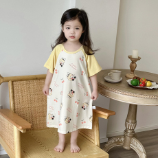 批发[黛琳芬]100-160cm纯棉A类短袖睡裙儿童睡衣小中大童装家居服17