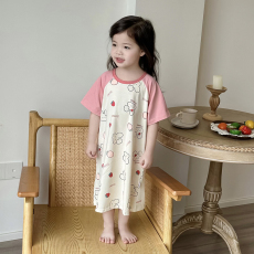 批发[黛琳芬]100-160cm纯棉A类短袖睡裙儿童睡衣小中大童装家居服17