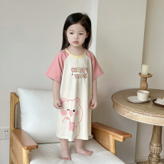 批发[黛琳芬]100-160cm纯棉A类短袖睡裙儿童睡衣小中大童装家居服17