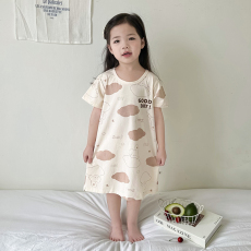批发[黛琳芬]100-160cm纯棉A类短袖睡裙儿童睡衣小中大童装家居服17