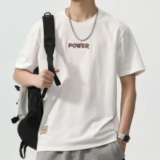 批发实拍2025夏季圆领短袖t恤男百搭简约刺绣贴标休闲青年短袖T恤衫