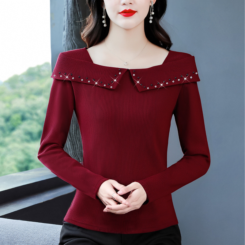 실사 2026 가을 새로운 프랑스식 작은 샤넬 스타일 광장 칼라 외국 가스 패션 긴팔 몸매 가꾸기 슬림해 보이는 한국 스타일 맨위 여성