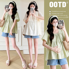 批发实拍 现2026孕妇装<b class='q'>夏</b>季新款短袖提花上衣