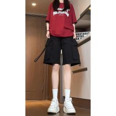 批发黑色防水速干登山工装短裤女机能大码胖MM宽松潮牌五分裤子夏薄款