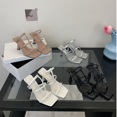 批发2025新款法式裸色高跟鞋女方头细跟一字带罗马凉鞋高级感细带凉拖