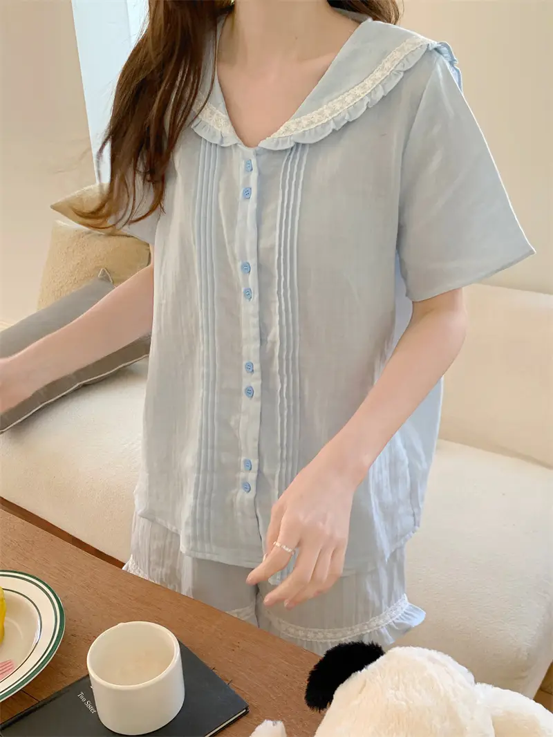 세일러 칼라 면사 홈웨어 세트 상세 이미지 6