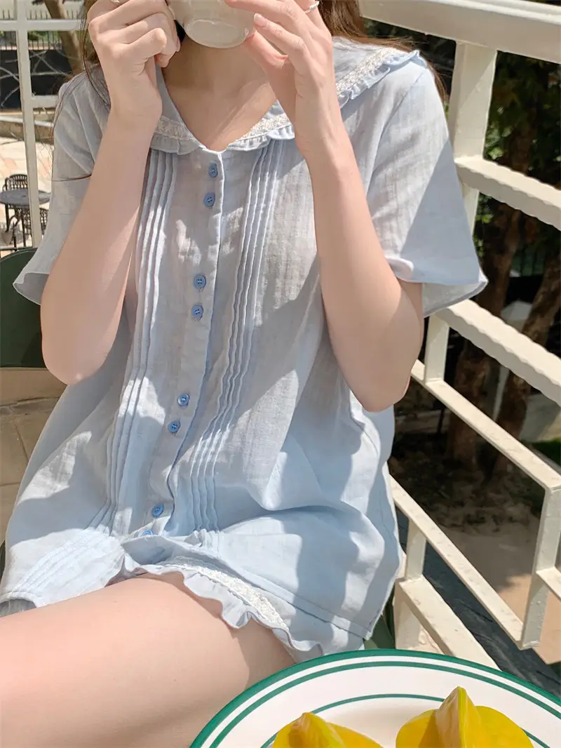세일러 칼라 면사 홈웨어 세트 상세 이미지 15