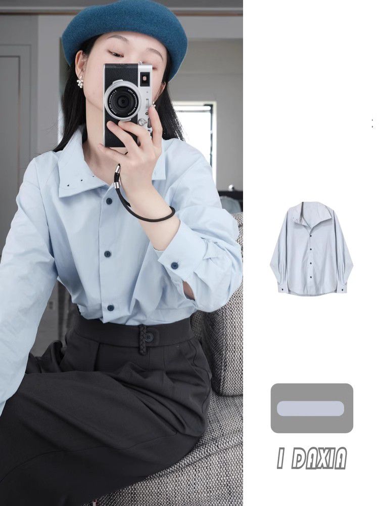 홍콩 느낌 긴팔 셔츠 새로운 다용도 작은 대중 Chic 셔츠 여성 셔츠