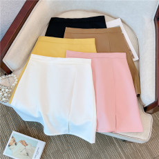 批发#春夏季韩版基础开叉<b class='q'>糖果</b><b class='q'>色</b>半身裙A字高腰学生百搭裙