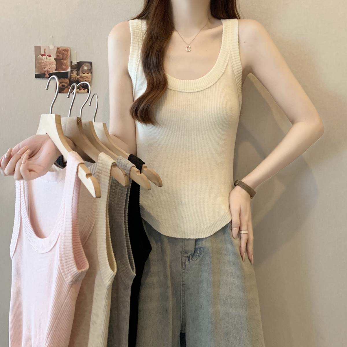 MY1692# 夏季新款不规则简约百搭纯色背心女大码显瘦休闲吊带上衣女裝貨源服裝批發