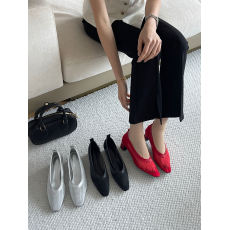 批发韩国INS风浅口单鞋银色网纱时装单鞋粗跟透气方头一脚蹬法式凉鞋