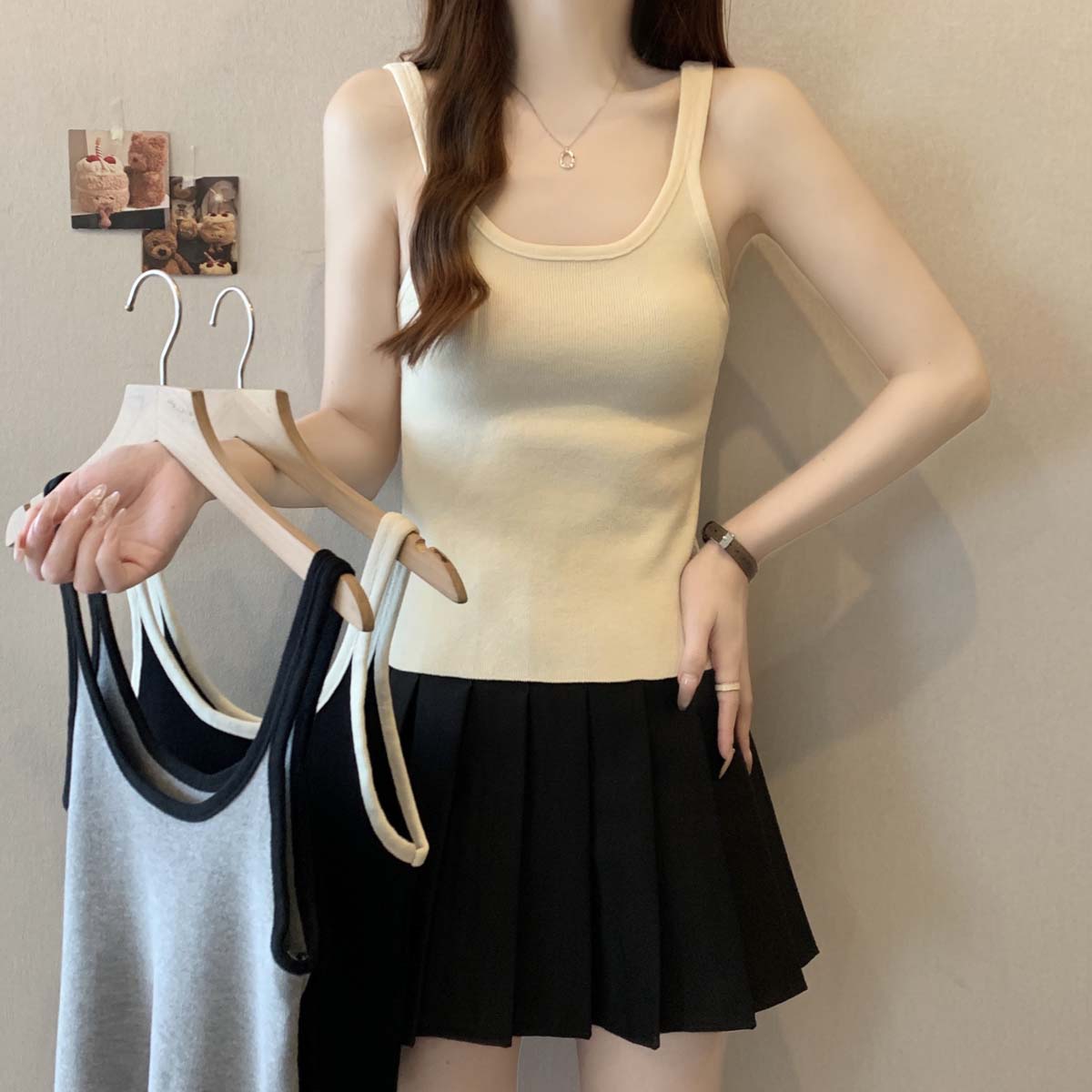MY1690# 夏季新款简约拼色百搭背心女大码休闲时尚吊带上衣女裝貨源服裝批發