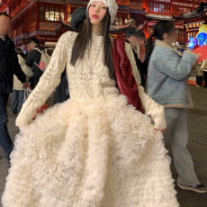 批发有货韩国chic 松紧高腰梦幻网纱公主花苞蛋糕蓬蓬半裙