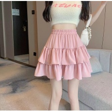 批发法式甜美<b class='q'>荷叶边</b>显瘦半身裙女高腰A字蓬蓬蛋糕短裙潮