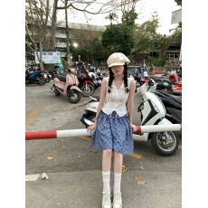 批发【3.5日20:00pm新品95折+满减】少女航海<b class='q'>记</b> 海军领提花棉收腰上衣