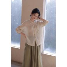 批发26年春夏新款全棉麻圆领绣花<b class='q'>衬衣</b>宽松休闲小衫气质文艺女装上衣