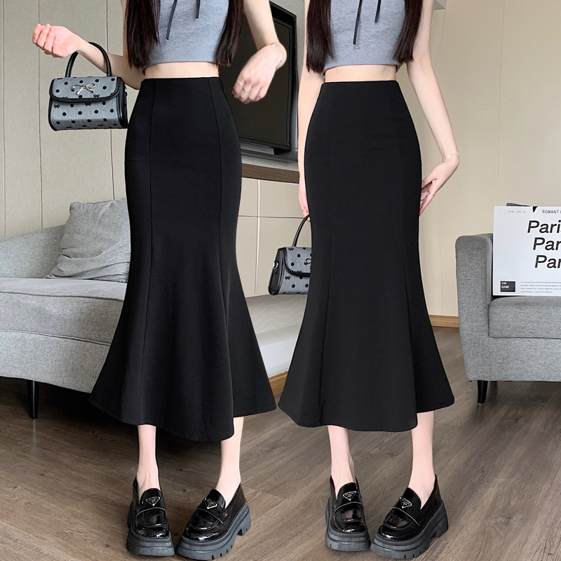 불규칙 반신 스커트 여성 2026 새로운 하이웨이스트 신축성 타이트 스커트 디자인 센스 프릴 롱 스커트 경력 반 스커트