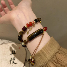 批发中古vintage美拉德虎眼石串珠手链女轻奢小众百搭气质高级感手环