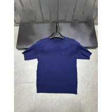 批发高品质25春季新款装饰字母提花圆领套头针织短袖扭绳麻花<b class='q'>宽松</b>上衣