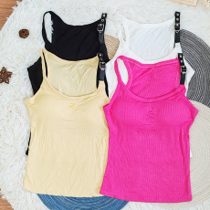 批发<b class='q'>秋</b>季新款女网红细肩带方领一体杯磨毛螺纹吊带显瘦百搭背心打底衫