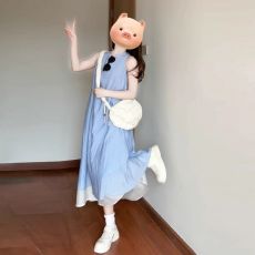 批发背心<b class='q'>吊带</b>连衣裙子女夏季新款海边度假网纱宽松气质长裙
