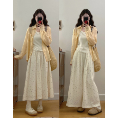 批发实拍2026春夏新款<b class='q'>大码</b>防晒衬衫+打底背心+阔腿裤半身裙三件套装