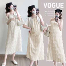 批发实拍 2026<b class='q'>夏季</b>新款流苏吊带裙+百搭<b class='q'>小西装</b>两件套孕妇连衣裙