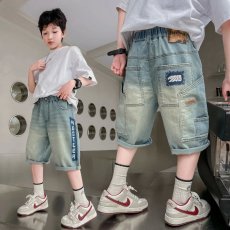 批发男童牛仔短裤儿童<b class='q'>夏</b>季薄款裤子新款男孩中大童潮童七分牛仔裤