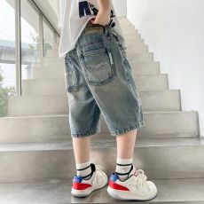 批发男童牛仔短裤儿童<b class='q'>夏</b>季薄款裤子新款男孩中大童潮童七分牛仔裤