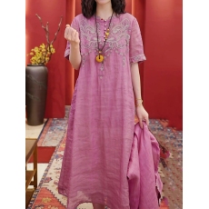 批发新中式国风复古绣花<b class='q'>改良</b><b class='q'>旗袍</b>裙2026夏季新款宽松显瘦气质连衣裙女