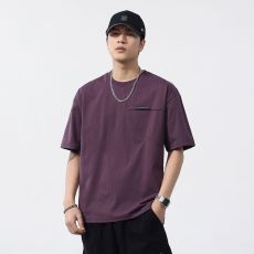 批发实拍短袖t恤男2025夏季新款潮牌宽松百搭拼接半袖体恤男