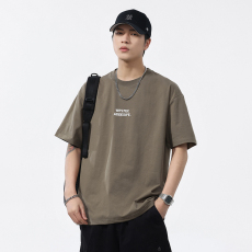 批发实拍短袖t恤男2025夏季新款潮牌宽松百搭简约印花圆领体恤男