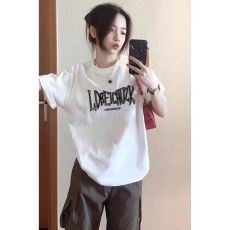 韩国外贸韩版新款夏季短袖T恤女韩版宽松慵懒原宿上衣chic港