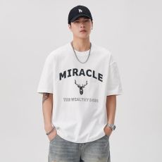 批发实拍潮牌短袖t恤男2025夏季新款美式重磅纯棉宽松百搭印花体恤男