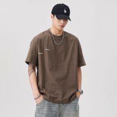 批发实拍潮牌拼接短袖t恤男2025夏季新款美式重磅纯棉宽松百搭体恤男