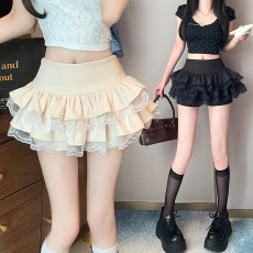 批发实拍蕾丝拼接防走光裙裤女2026年春夏新款蛋糕裙显瘦a字辣妹短裙