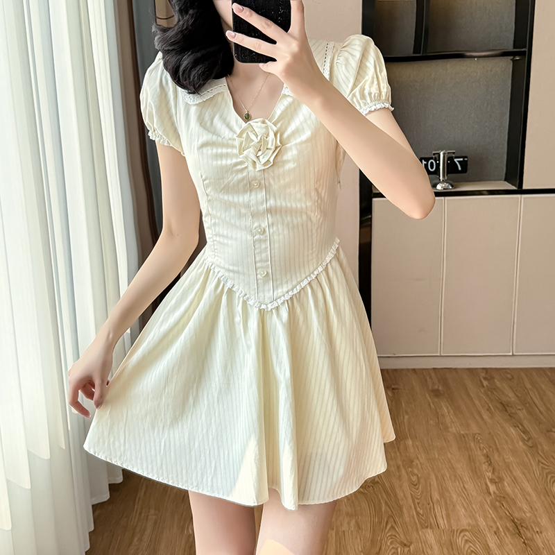 MY7225# 实拍绝美小裙子宫廷风公主裙多巴胺清纯掐腰阿尔忒弥斯连衣裙女夏