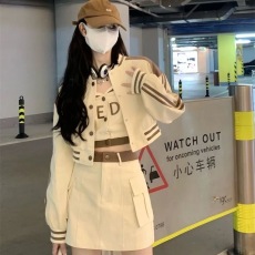 批发美式运动套装短款<b class='q'>长袖</b>棒球服辣妹包臀短裙甜酷时尚三件套2025开春