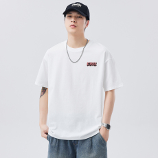 批发实拍2025夏季新款冰感棉圆领短袖t恤男宽松百搭品质简约T恤男