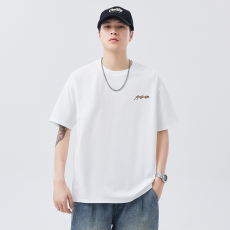 批发实拍2025夏季新款冰感棉圆领短袖t恤男宽松舒适透气简约百搭T恤