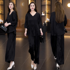 批发实拍<b class='q'>大码</b>时尚套装女2026春夏新款韩版气质宽松显瘦两件套