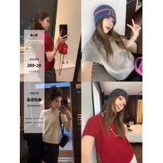 批发新款休闲显瘦半<b class='q'>高领</b>针织短袖简约纯色T恤女