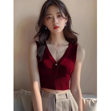 批发红色针织马甲内搭背心吊带女装夏季2026新款短款辣妹露脐紧身上衣