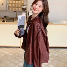 批发2026安可拉红复古机车pu皮衣外套女新款时尚减龄短款皮夹克