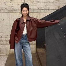 批发2026早季皮衣外套女高级感女款早<b class='q'>春</b>休闲短款小个子红色皮夹克上衣
