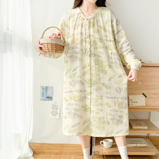 批发纯棉纱布月子服女春秋孕妇睡衣哺乳服<b class='q'>夏</b>孕期产后可调节家居裙长裙